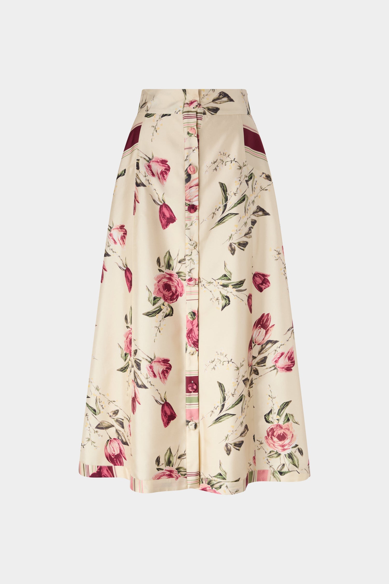 Floral Silk Midi Skirt