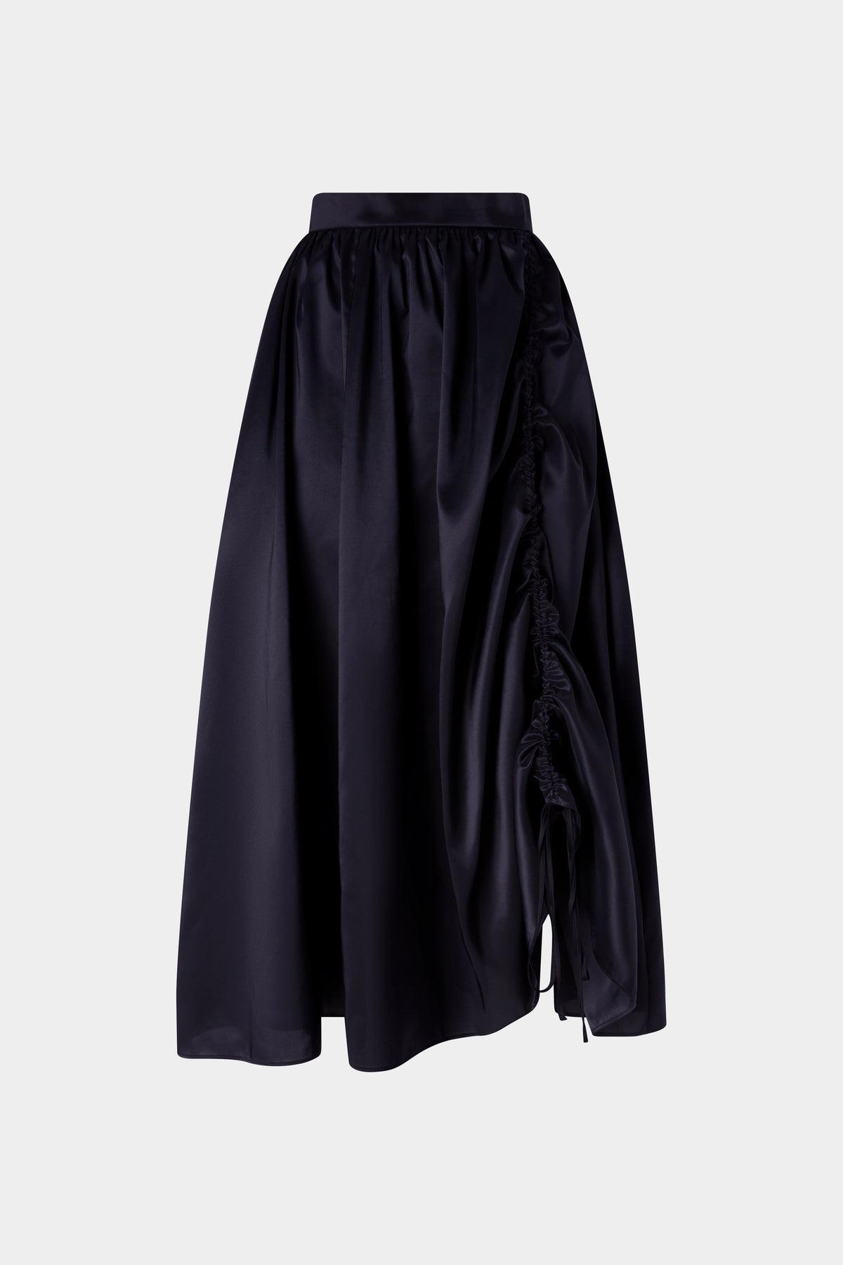 Black Ruched Taffeta Skirt