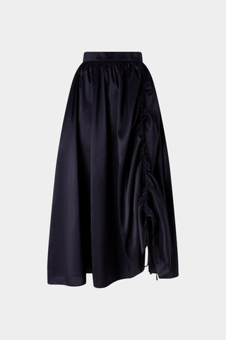 Black Ruched Taffeta Skirt