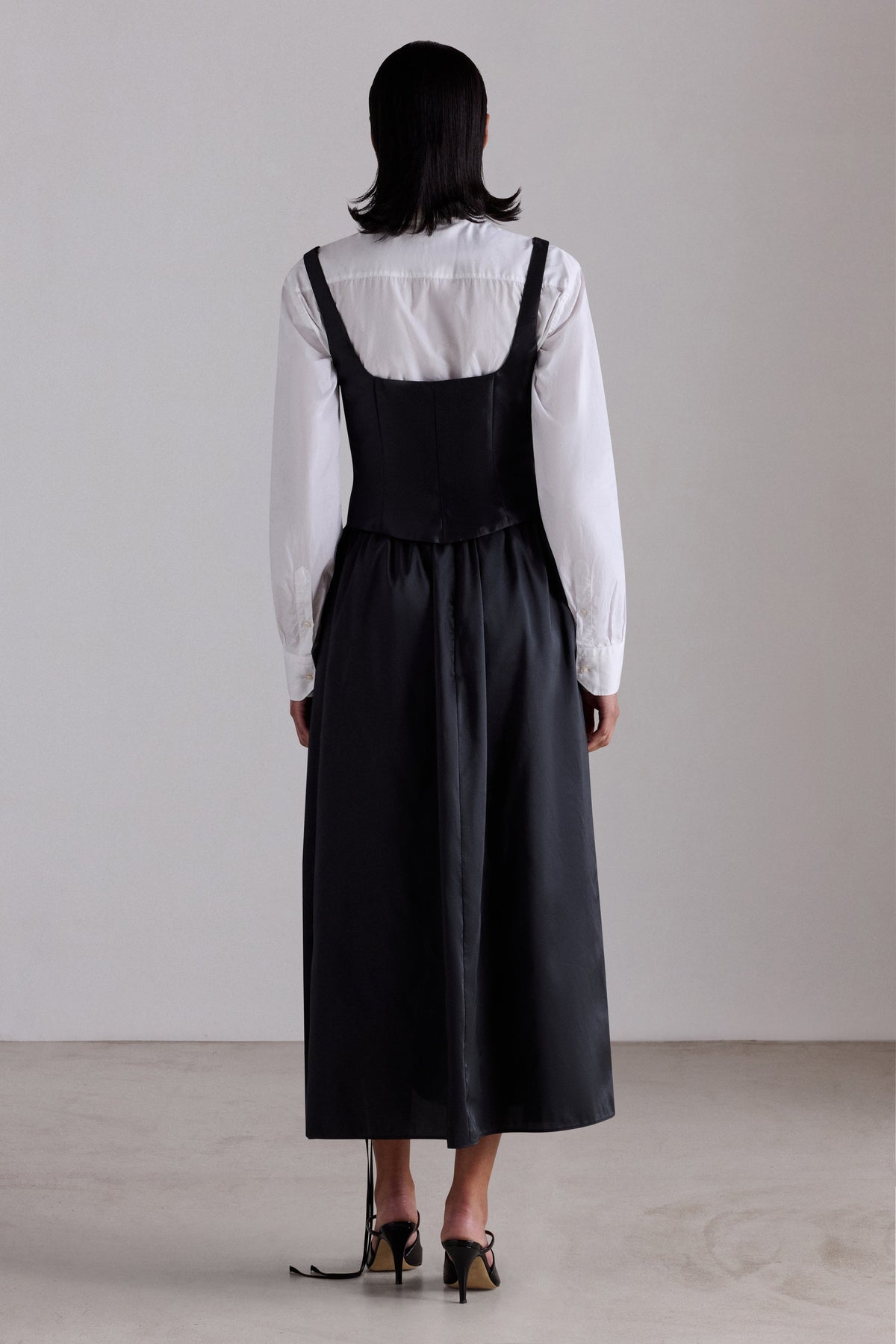 Black Ruched Taffeta Skirt