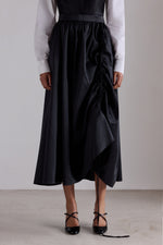 Black Ruched Taffeta Skirt