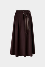 Midi Skirt with Embroidered Logo Belt