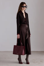 Midi Skirt with Embroidered Logo Belt