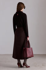Midi Skirt with Embroidered Logo Belt
