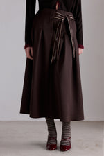Midi Skirt with Embroidered Logo Belt