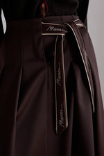 Midi Skirt with Embroidered Logo Belt