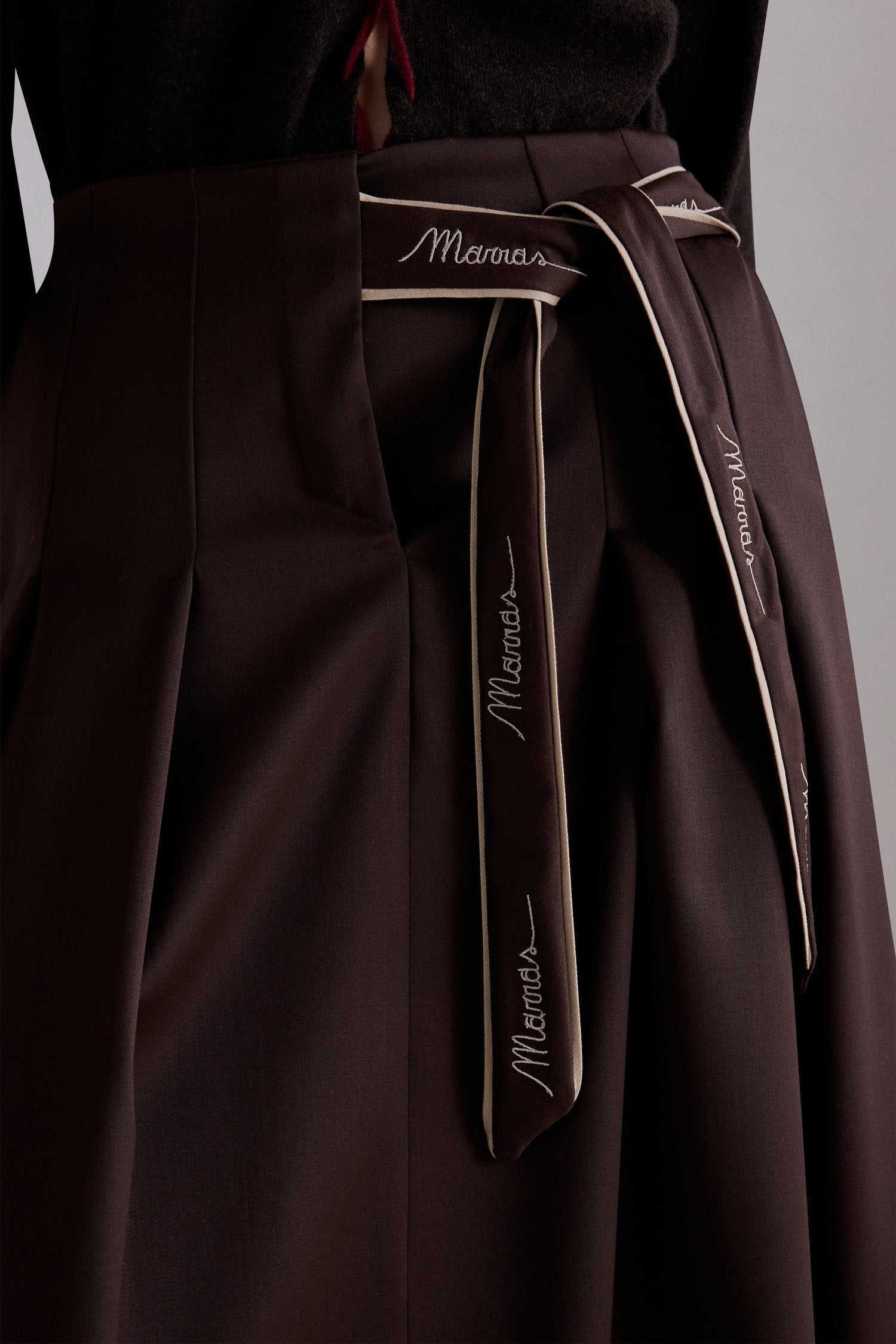 Midi Skirt with Embroidered Logo Belt