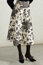 Floral Wallpaper Midi Circle Skirt