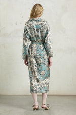 Turquoise Floral Draped Skirt
