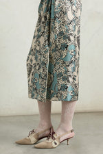 Turquoise Floral Draped Skirt