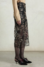 Embroidered Tulle Pencil Skirt