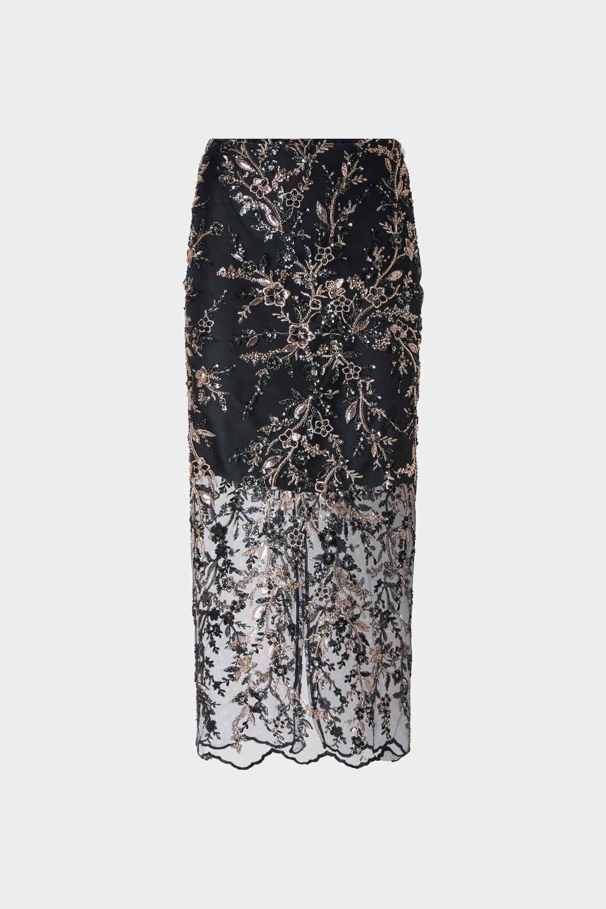 Embroidered Tulle Pencil Skirt