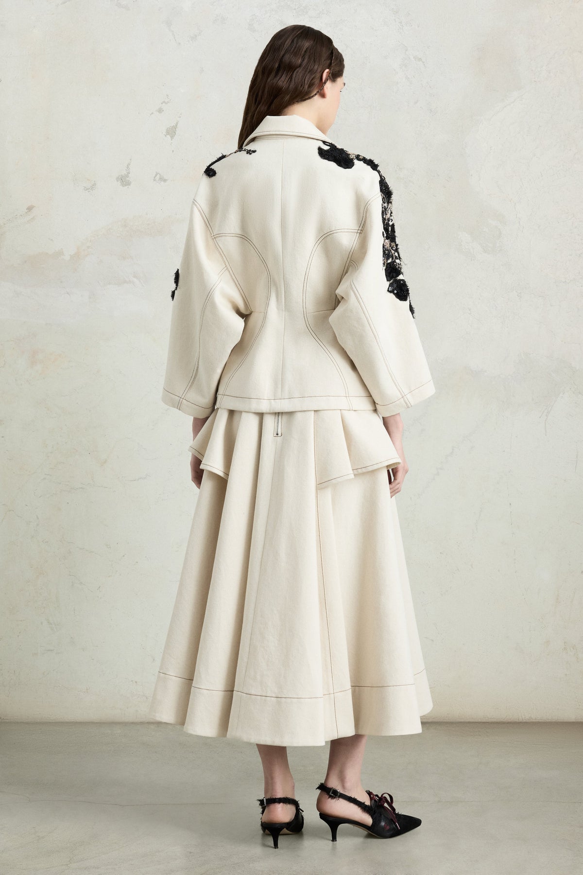Midi Skirt with Floral Appliqués