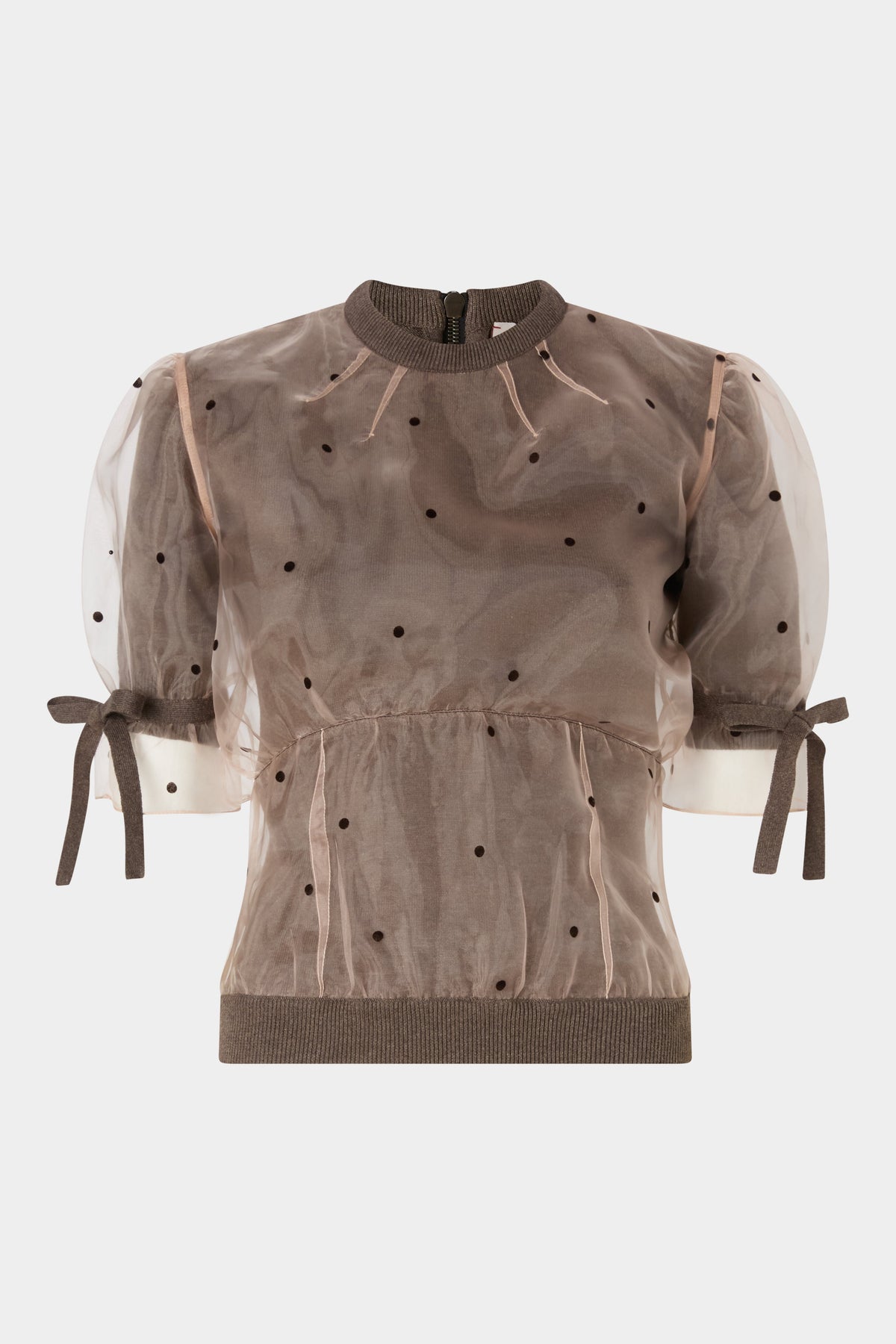 Double-layer Cotton and Polka-dot Organza T-Shirt