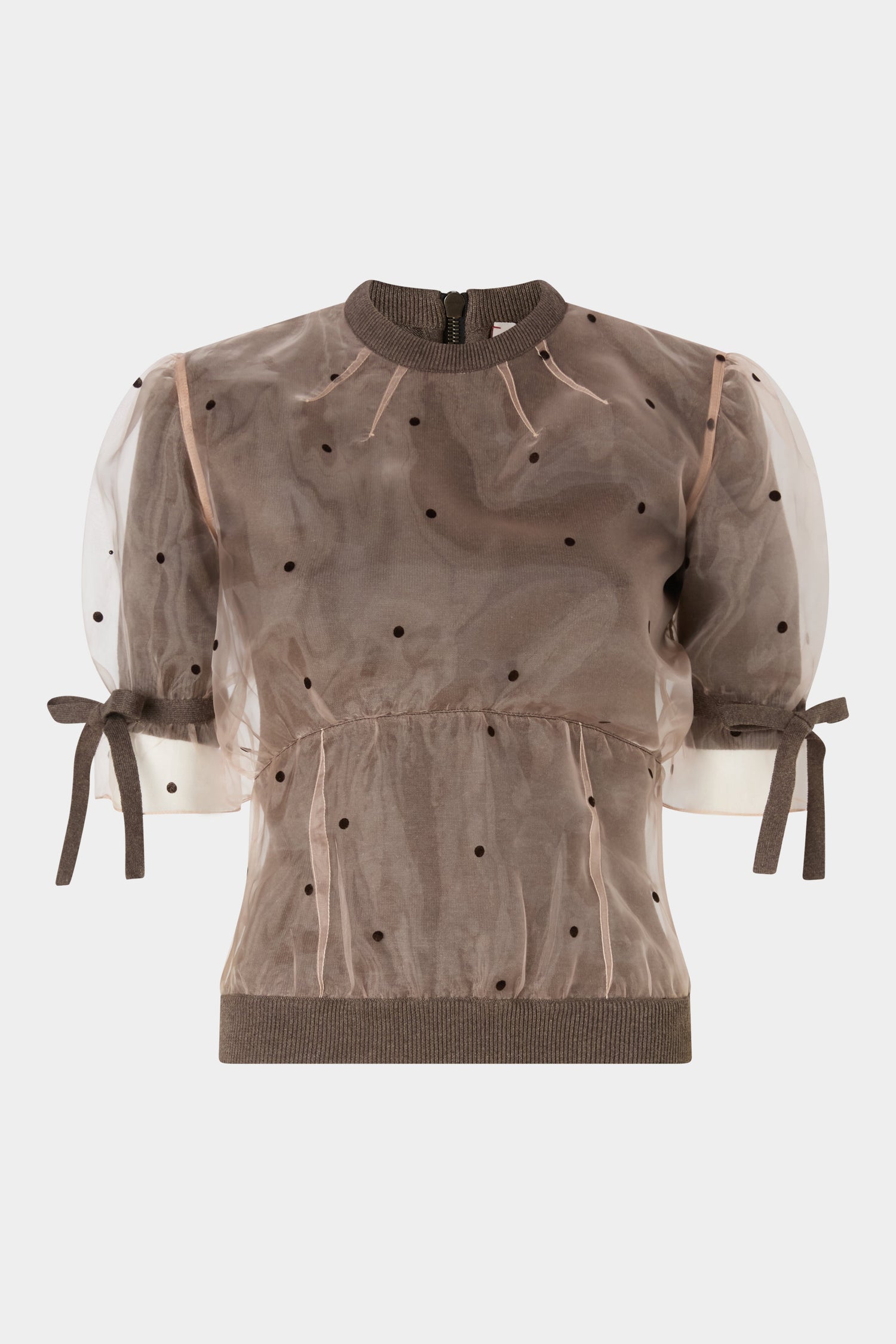 Double-layer Cotton and Polka-dot Organza T-Shirt