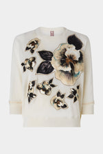 Cashmere Floral Patch Sweater