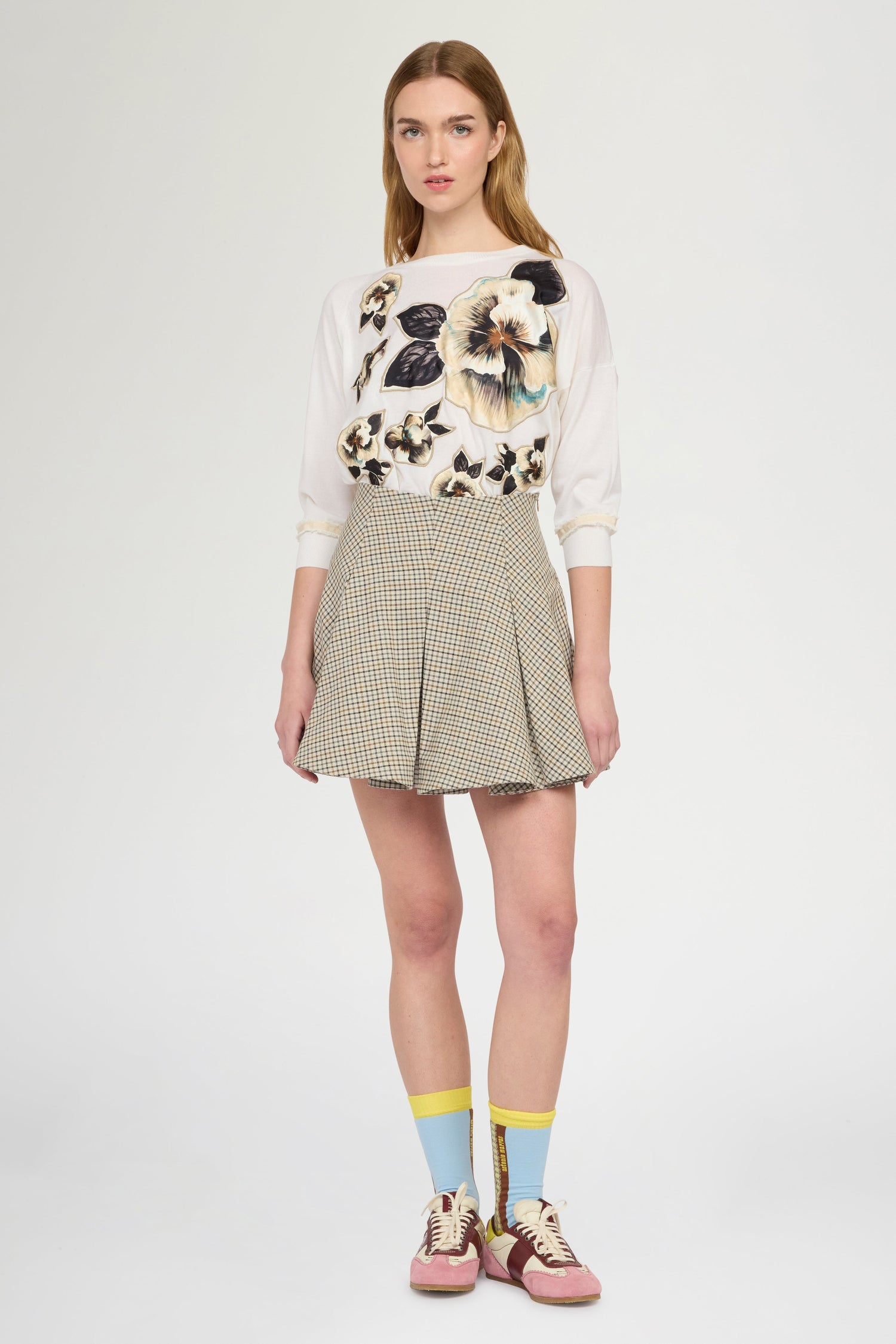 Cashmere Floral Patch Sweater