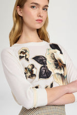 Cashmere Floral Patch Sweater