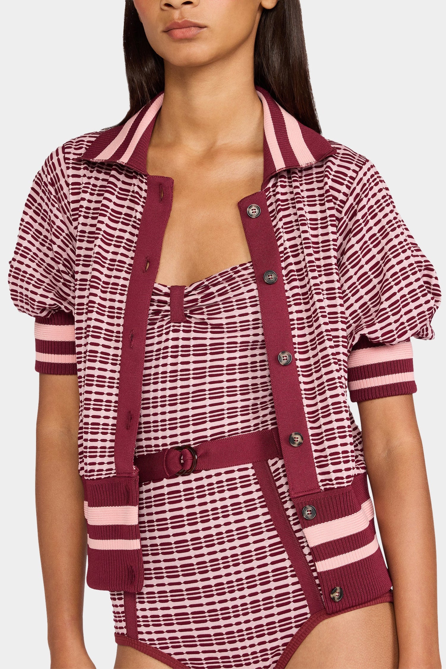 Check Knit Cardigan