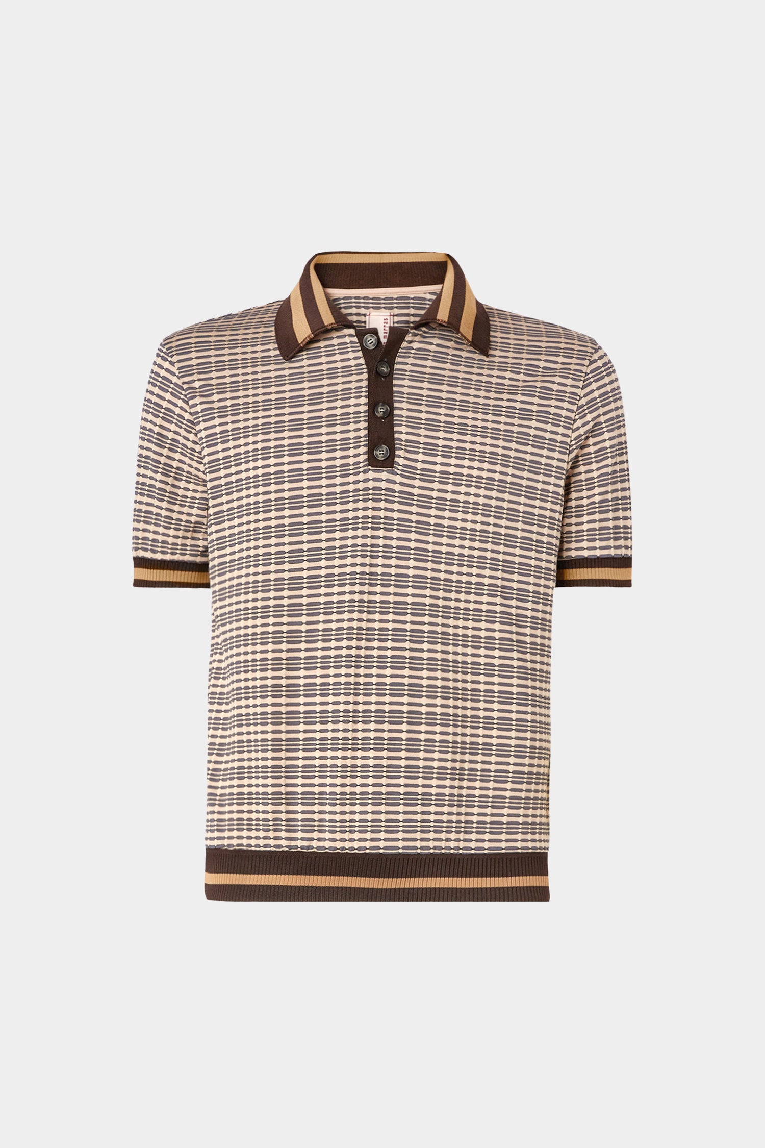 Sky Blue Geometric Knit Polo