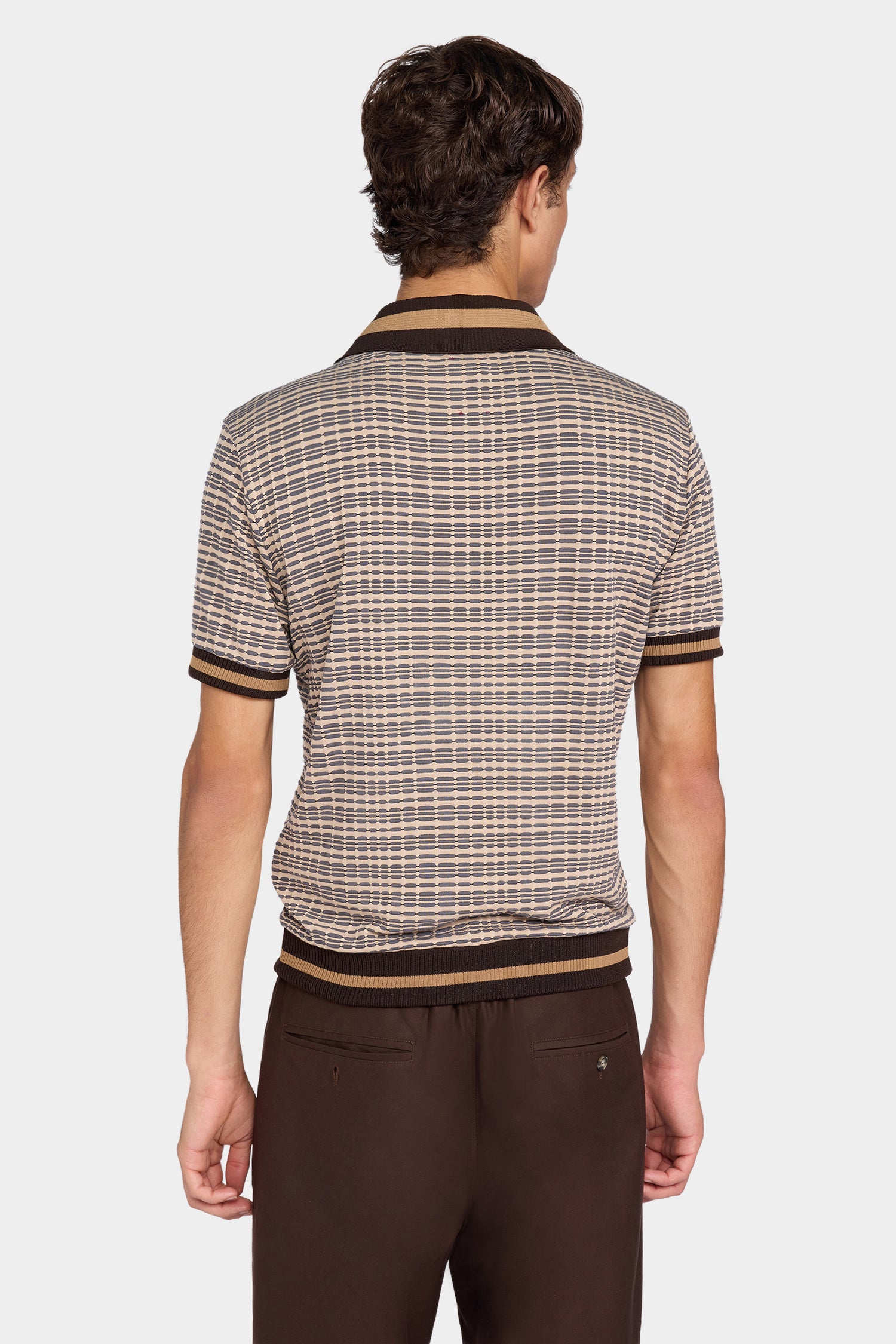 Sky Blue Geometric Knit Polo