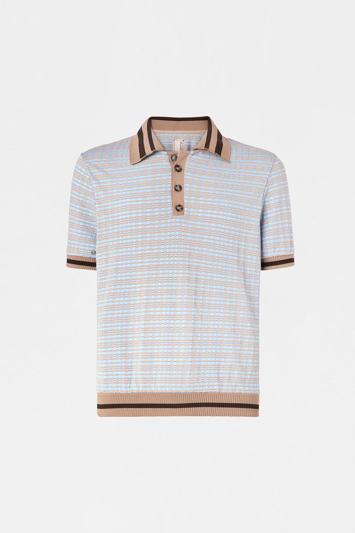Sky Blue Geometric Knit Polo