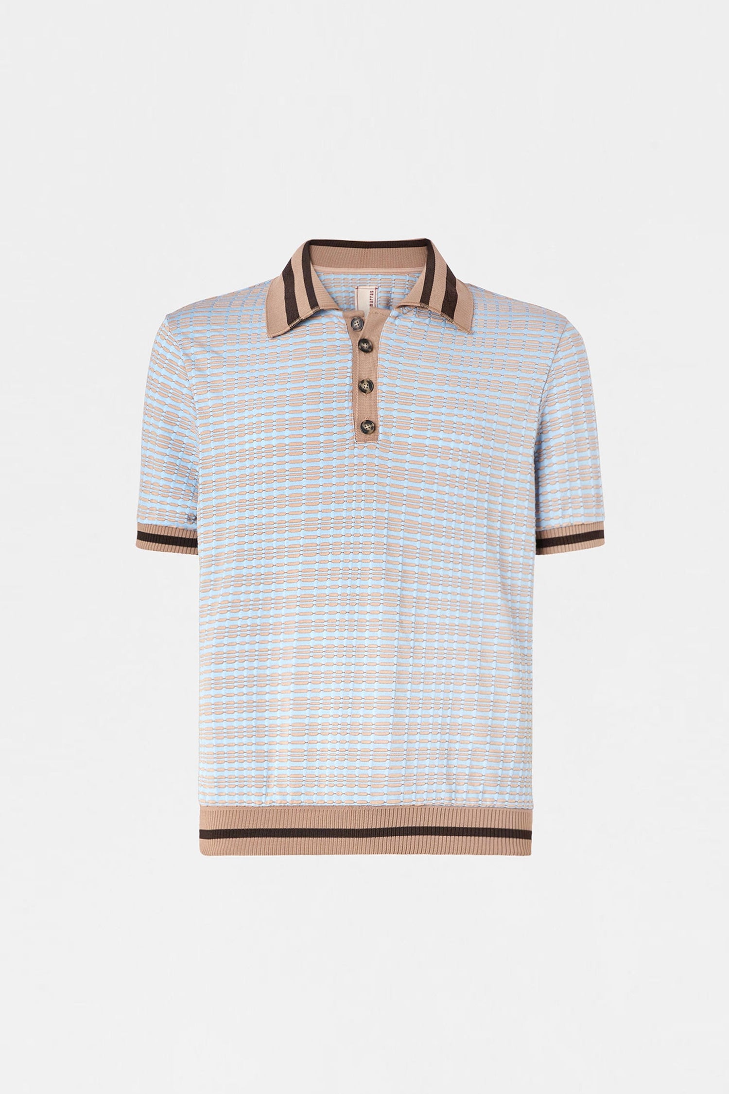 Sky Blue Geometric Knit Polo