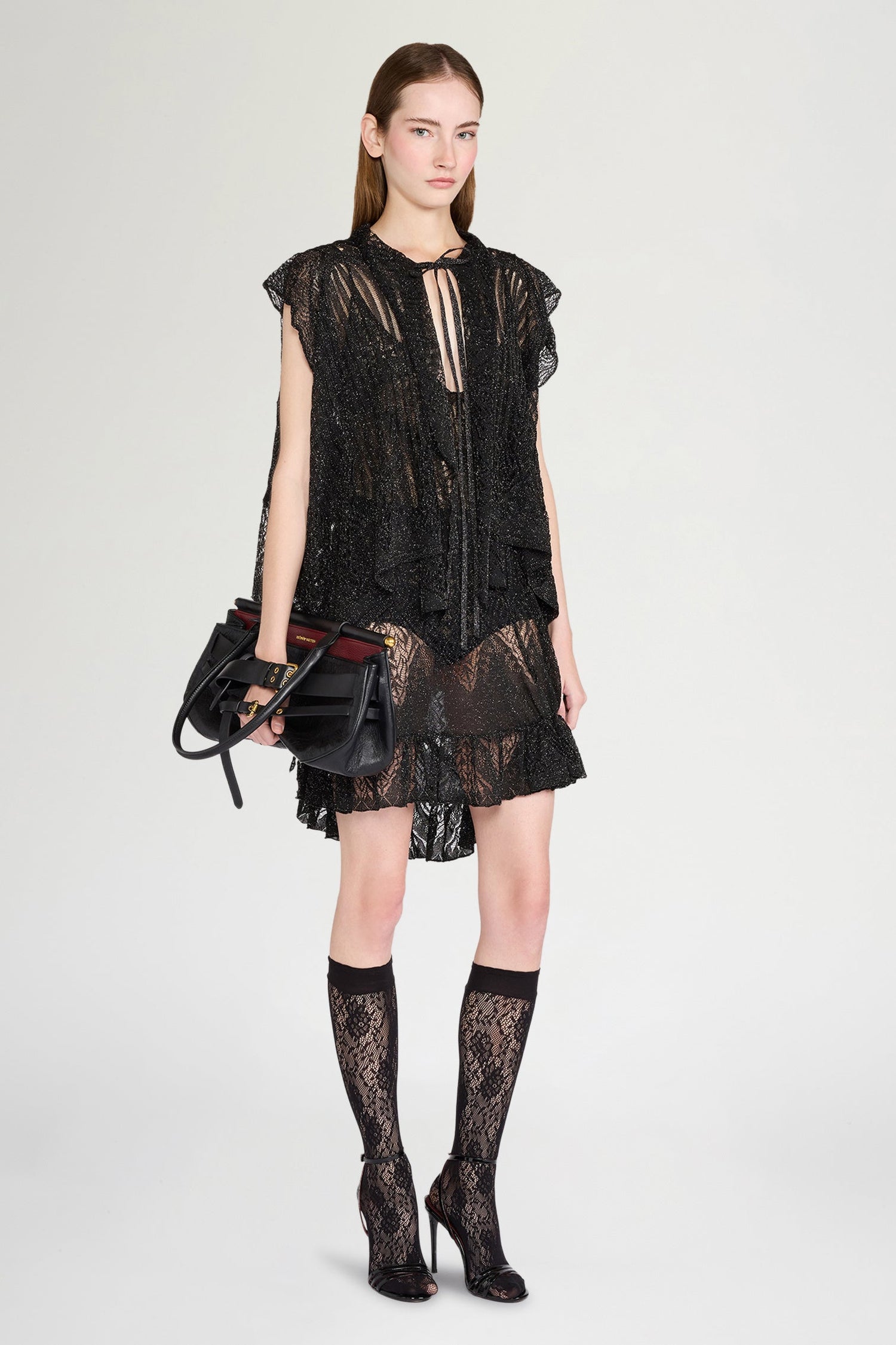 Sheer Lace Short-Sleeve Cardigan