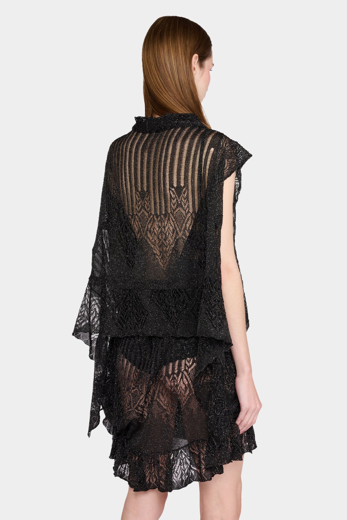 Sheer Lace Short-Sleeve Cardigan