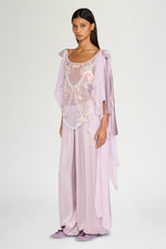Lilac Embroidered Draped Top