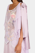 Lilac Embroidered Draped Top