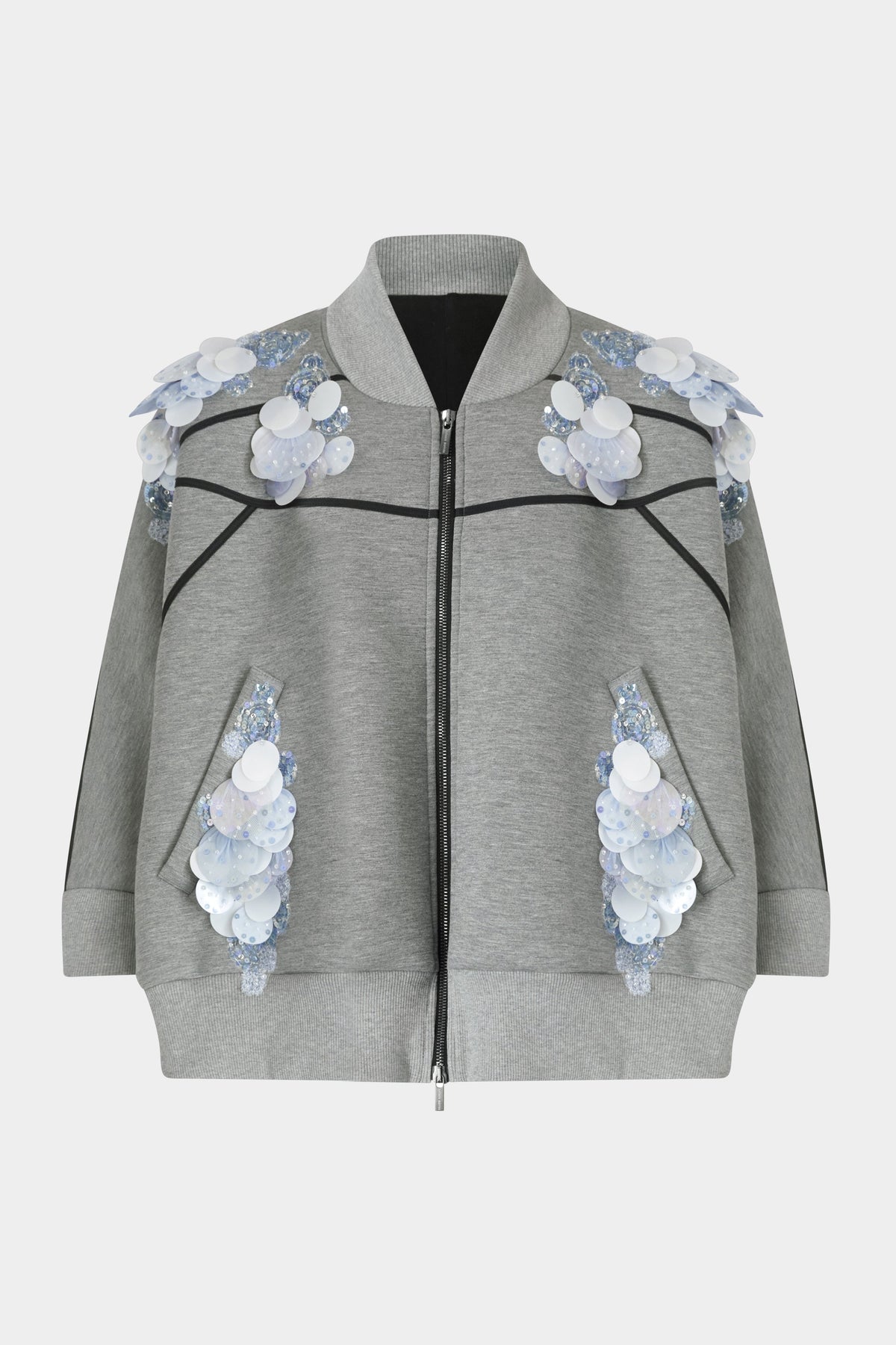 Grey Sequin Floral Sweatshirt