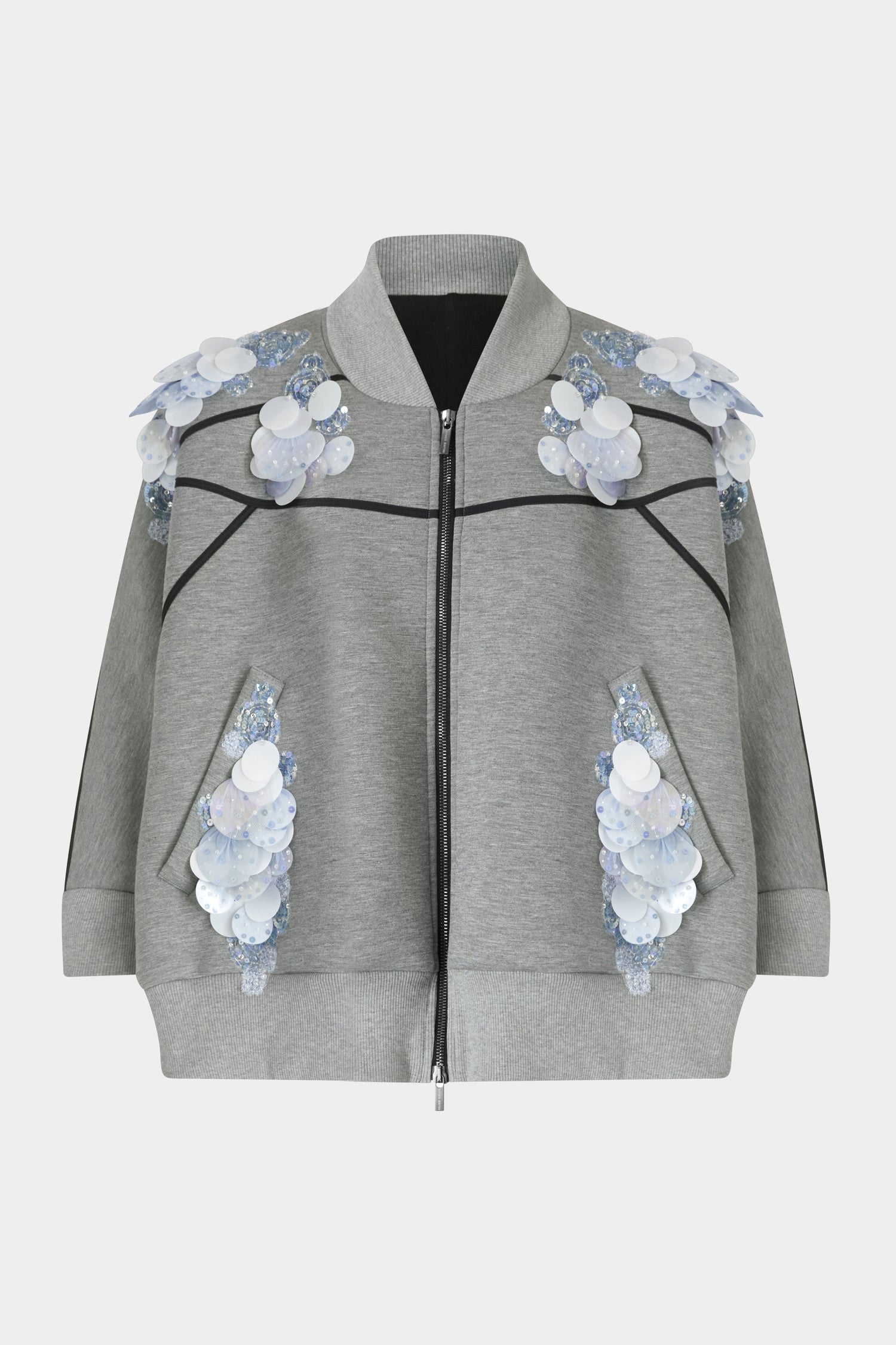 Grey Sequin Floral Sweatshirt