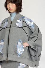Grey Sequin Floral Sweatshirt