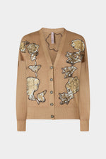 Cashmere Cardigan With Floral Patches