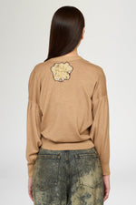 Cashmere Cardigan With Floral Patches