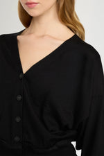 Black Cashmere V-Neck Cardigan