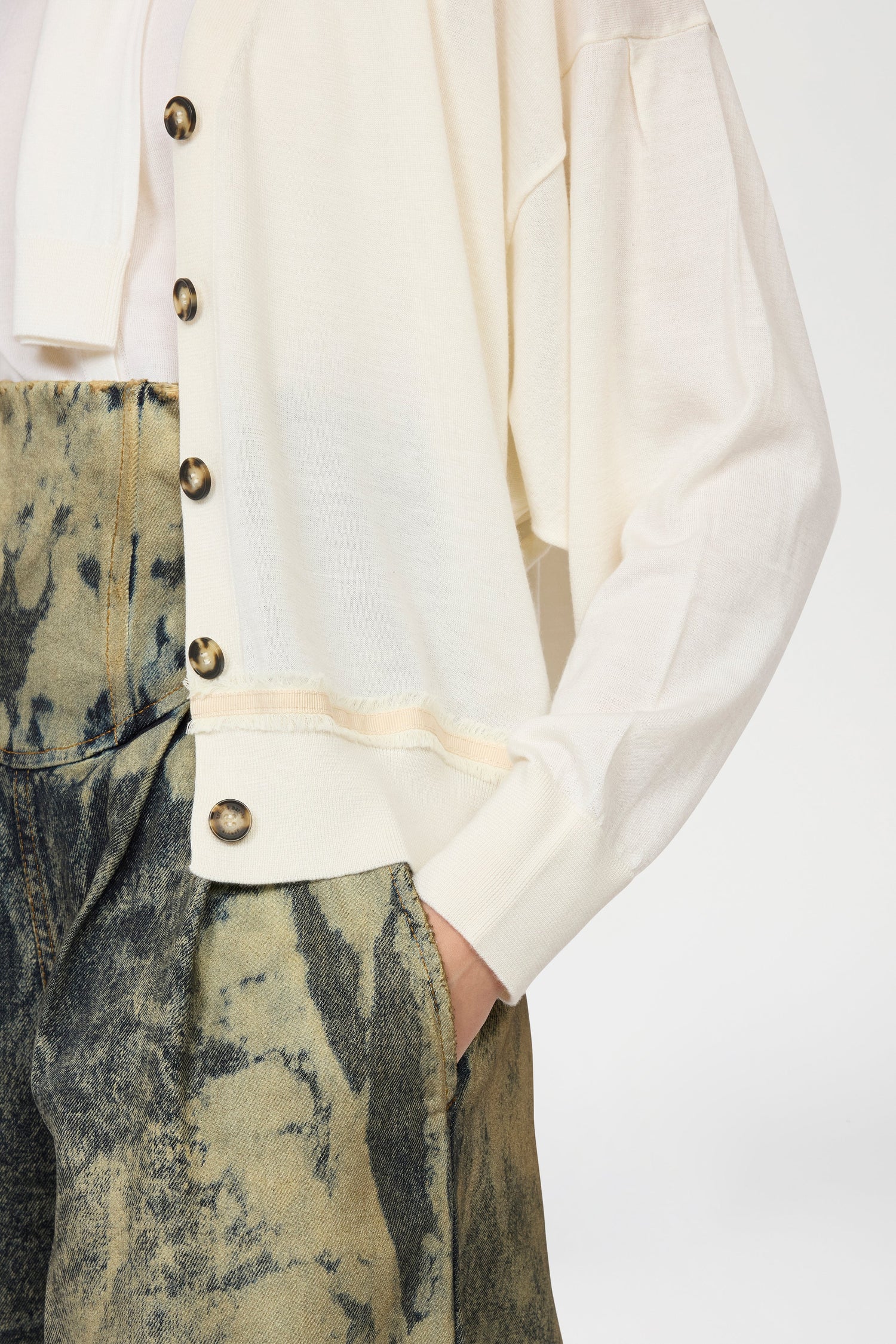 Ivory Cashmere V-neck Cardigan