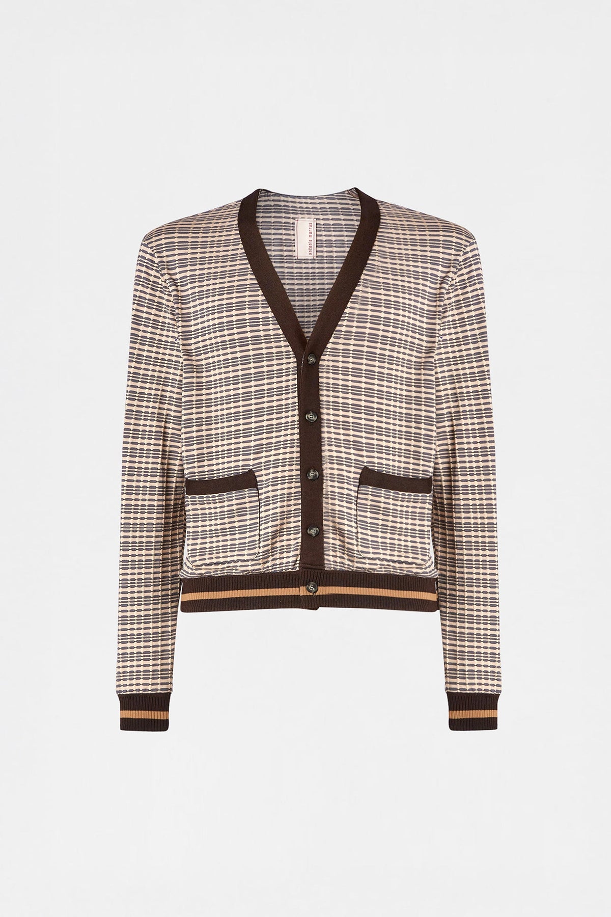 Patterned V-Neck Knit Cardigan
