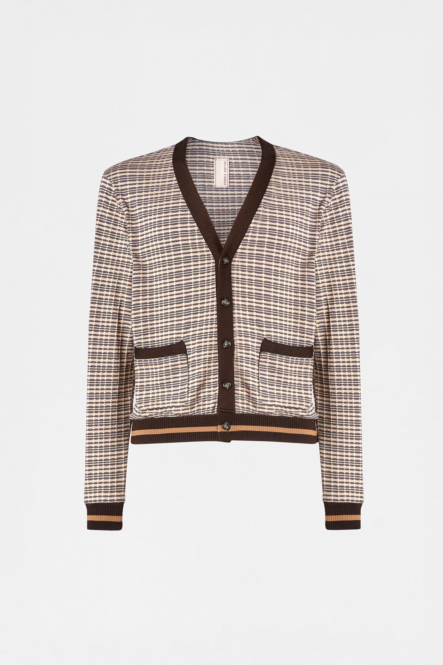 Patterned V-Neck Knit Cardigan