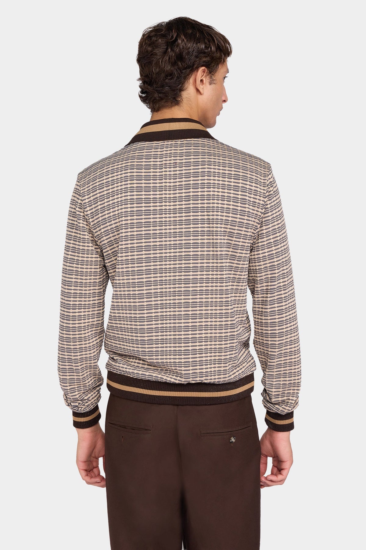 Patterned V-Neck Knit Cardigan
