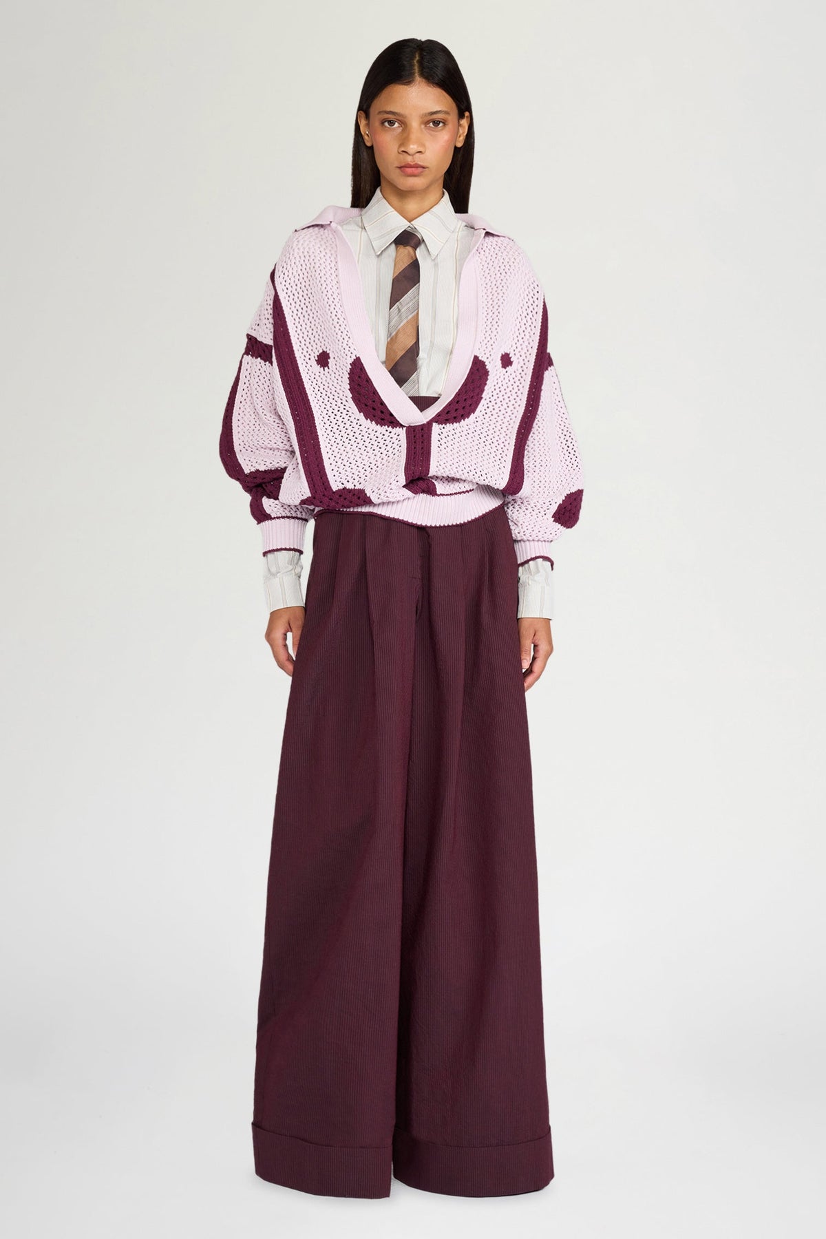 Lilac Burgundy Knit Polo