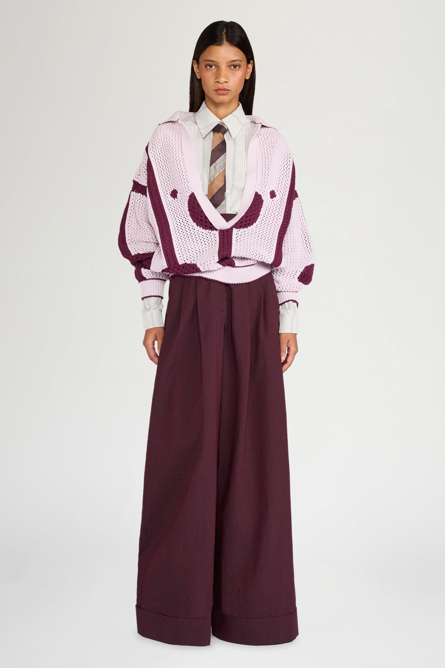 Lilac Burgundy Knit Polo