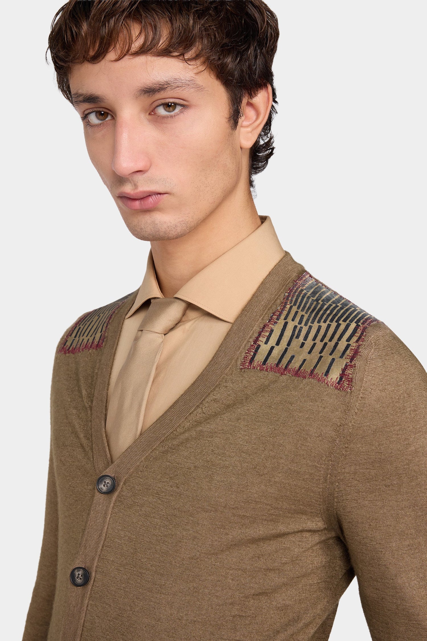 V-Neck Jacquard Cardigan