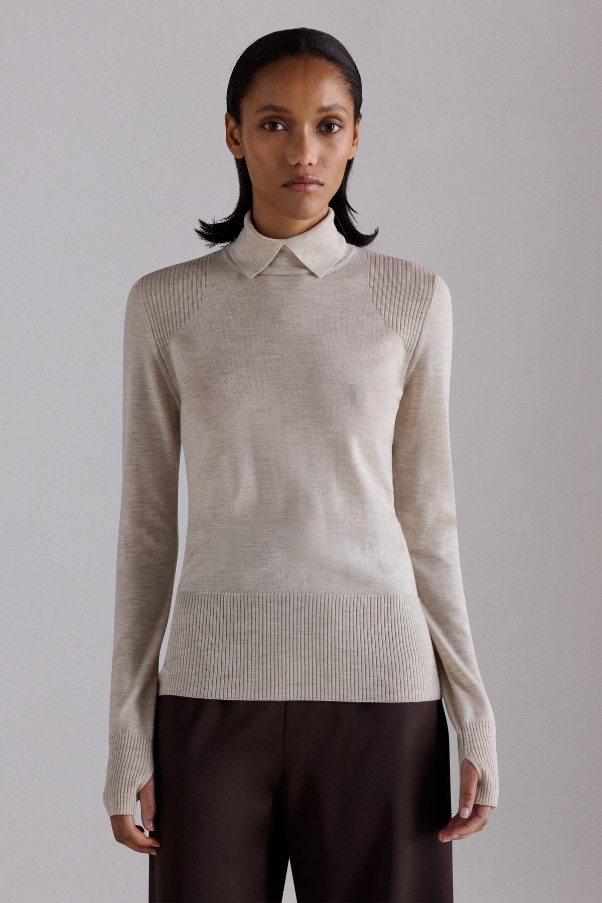 Layered Collar Cashmere Turtleneck