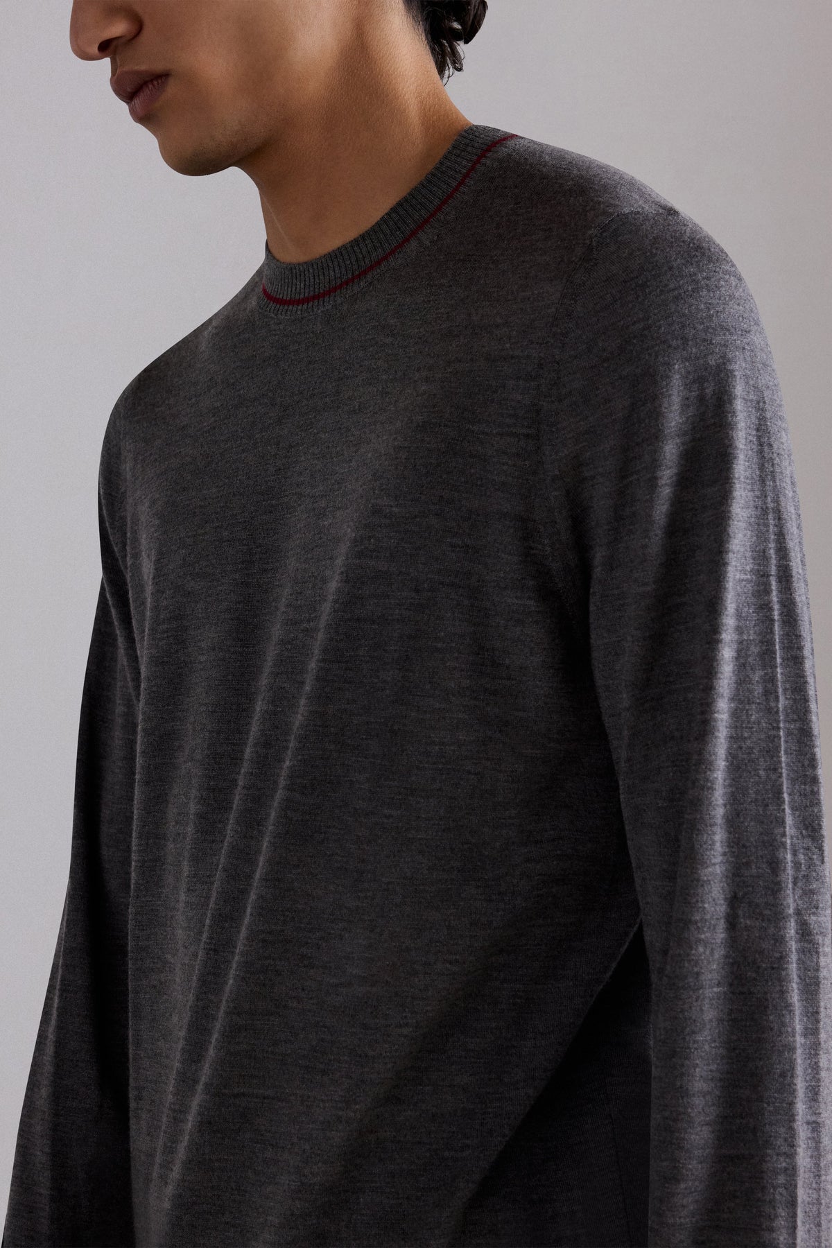 Contrast-Trim Cashmere Crew-Neck Sweater