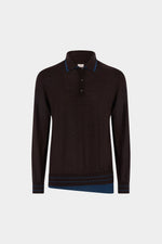 Cashmere Polo with Contrast Stripes