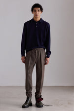 Buttoned Cashmere Polo Sweater