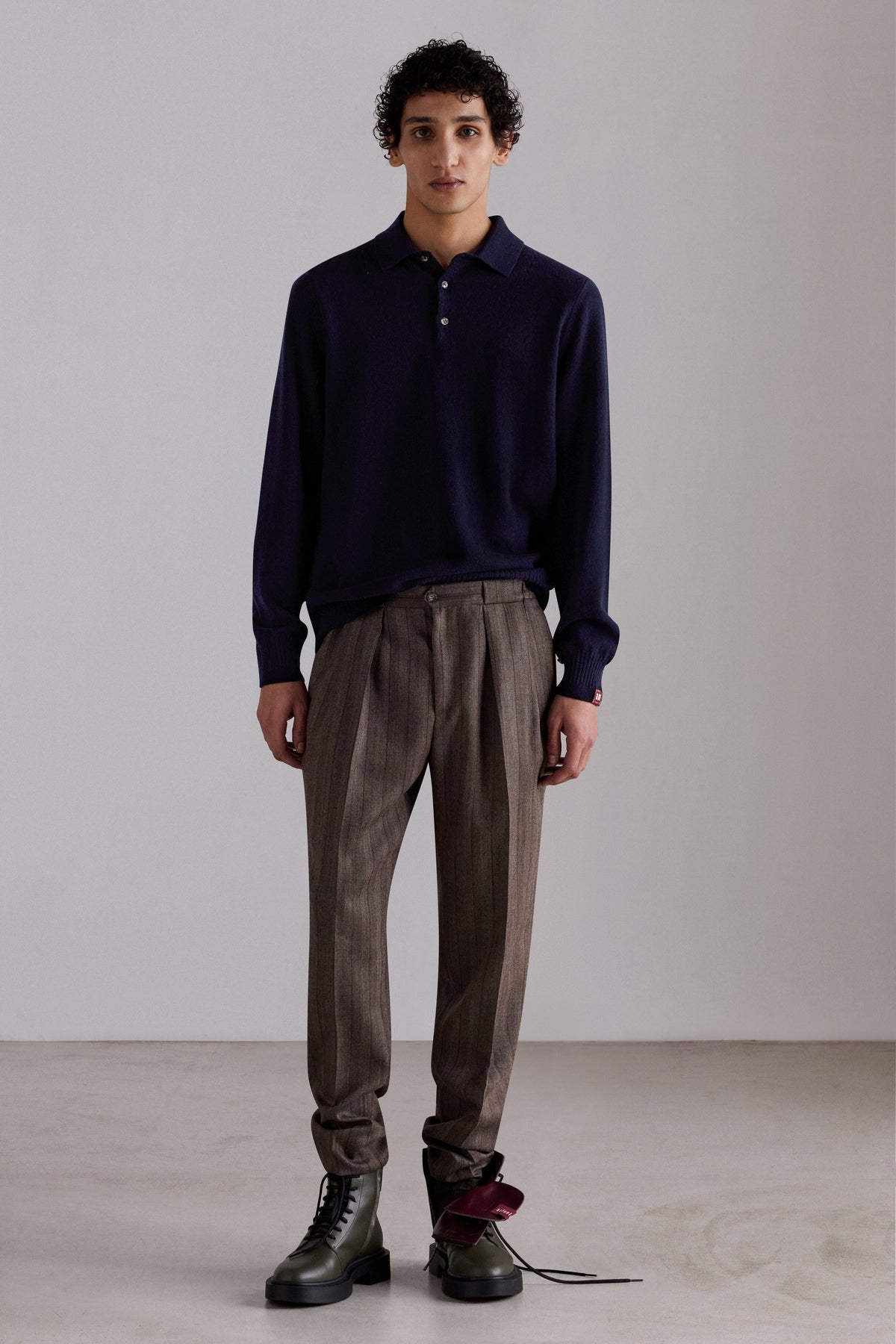 Buttoned Cashmere Polo Sweater