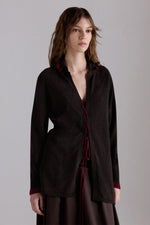 Knitted Cashmere Shirt with Ruffles
